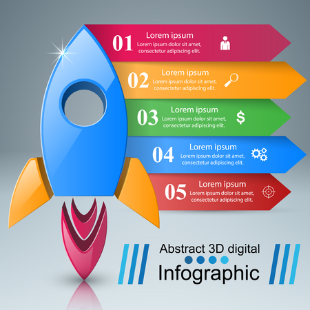 Rocket logo. Infographic design template and marketing icons.のイラスト素材
