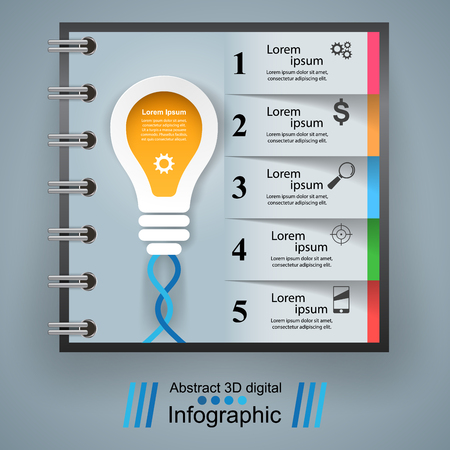Infographic design template and marketing icons. Bulb icon. Light icon.のイラスト素材