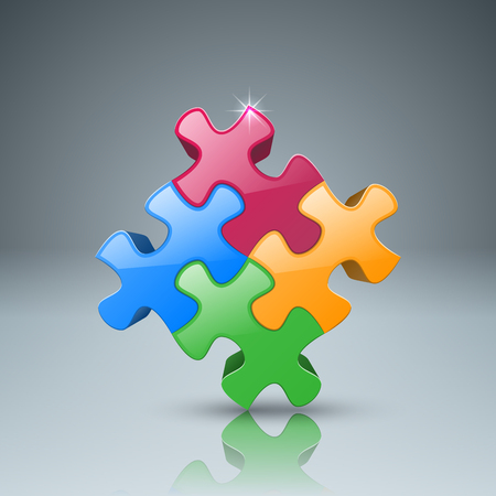3d puzzle icon on the grey background.のイラスト素材