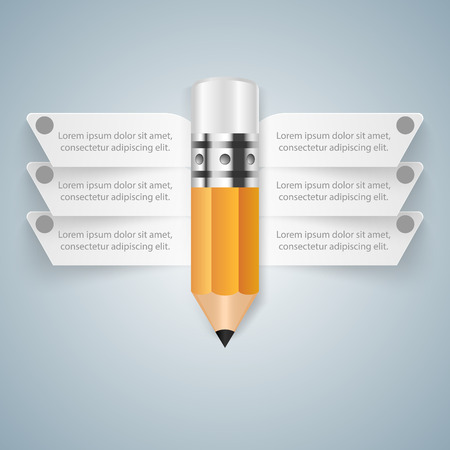 3D infographic design template and marketing icons. Pencil icon.のイラスト素材