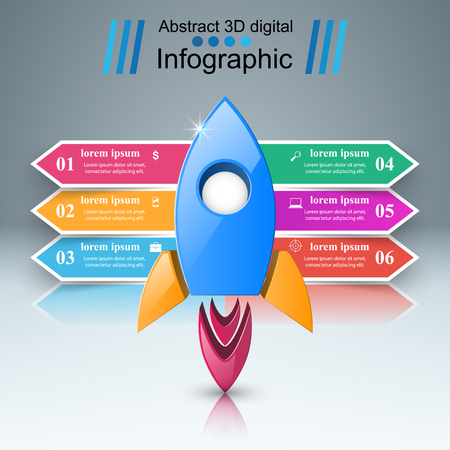 Rocket logo. Infographic design template and marketing icons.のイラスト素材