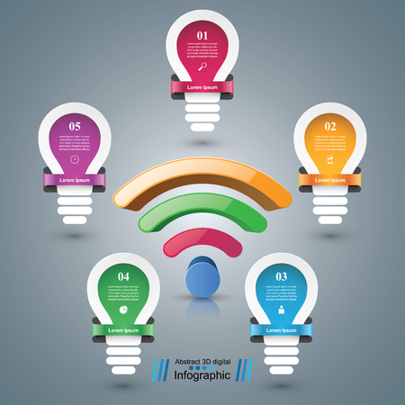 Infographic design template and marketing icons. Bulb icon. Light icon.のイラスト素材