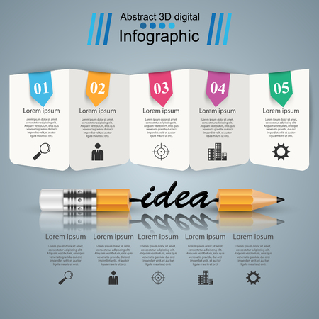 Infographic design template and marketing icons. Bulb icon. Light icon.のイラスト素材