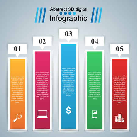 3D infographic design template and marketing icons.のイラスト素材