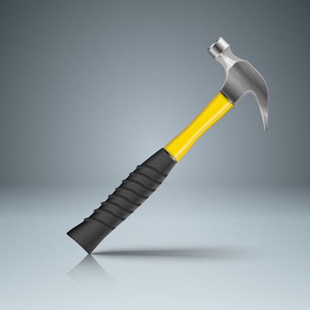 Repair yellow hammer icon on the grey backgroundのイラスト素材