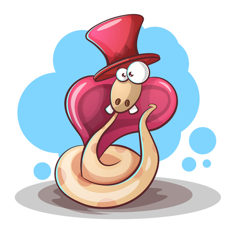 Snake cartoon, hat and tooth. Vector eps 10のイラスト素材