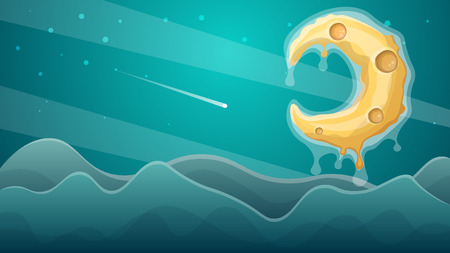 moon landscape. Star and mountain. Vector eps 10のイラスト素材
