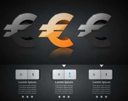 3D infographic design template and marketing icons. Euro, Money icon.のイラスト素材