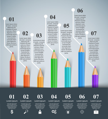 3D infographic design template and marketing icons. Pencil icon.のイラスト素材