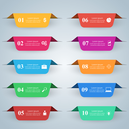 Business Infographics origami style Vector illustration. List of 10 items.のイラスト素材