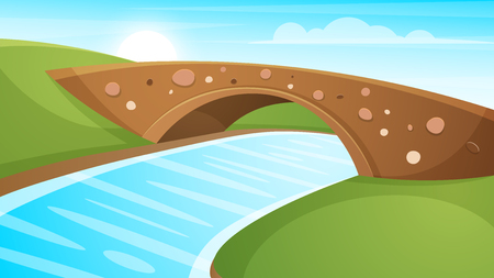 Cartoon mountain hill landscape illustration.のイラスト素材