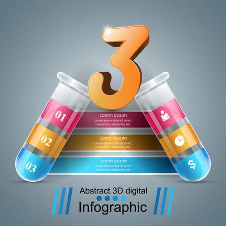 Tube experiments. Abstract infographics. Three icon Vector eps 10のイラスト素材