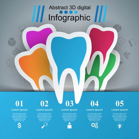 Business Infographics origami style Vector illustration. Tooth icon.のイラスト素材