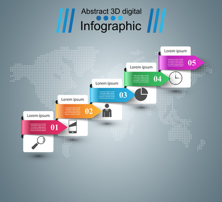 3D infographic design template and marketing icons.のイラスト素材