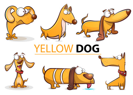 Set yellow dog 2018 cartoon illustration. Vector eps 10のイラスト素材
