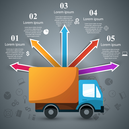 Road infographic design template and marketing icons. Car icon. Vector eps 10.のイラスト素材