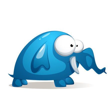 Cartoon funny, cute blue Elephant.のイラスト素材