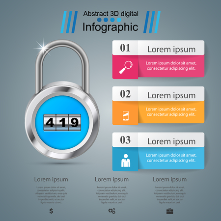 Key, lock icon. Business infographic.のイラスト素材