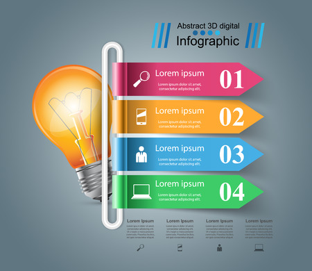 Infographic design template and marketing icons. Bulb icon. Light icon.のイラスト素材