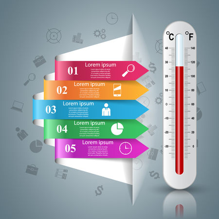 Thermometer business infographics. Health icon.のイラスト素材