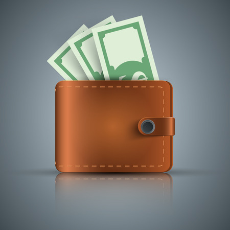 Wallet, dollar, money - realistic icon vector eps 10のイラスト素材