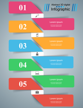 3D infographic design template and marketing icons.のイラスト素材