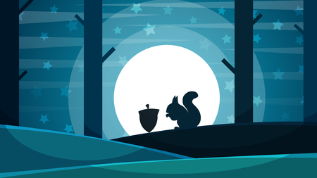 Paper night landscape  illustration.のイラスト素材