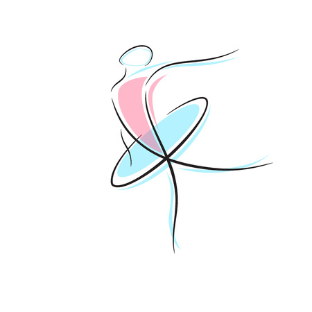 Girl dances in the ballet - line illustration. Vector eps 10.のイラスト素材
