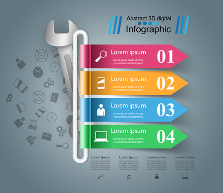 Wrench, screw, repair icon. Business infographic.のイラスト素材
