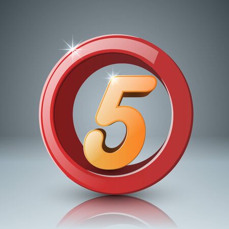 Number inside a red 3d style iconのイラスト素材
