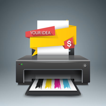 Realistic printer image icon illustrationのイラスト素材