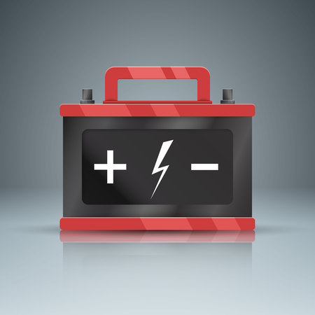 Battery icon on the grey background. Business Infographics origami style Vector illustration.のイラスト素材