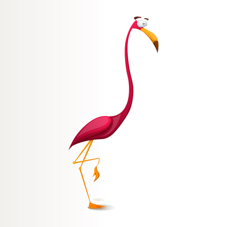 Funny, crazy, cartoon flamingo characters illustration.のイラスト素材