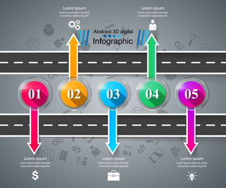Road infographic design template and marketing icons. Vector eps 10.のイラスト素材