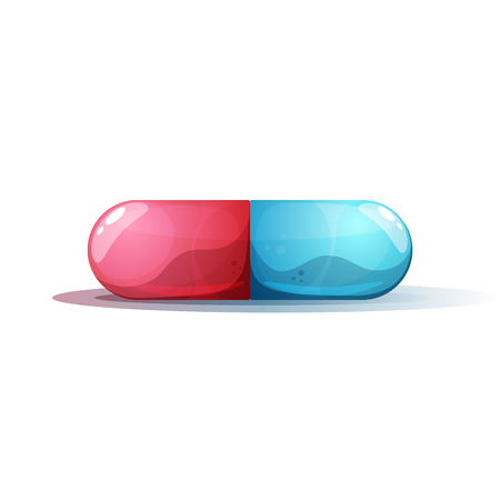 Cartoon pill illustration. Rad and blue.のイラスト素材