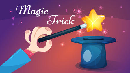 Magic wand, trick - cartoon illustration.のイラスト素材