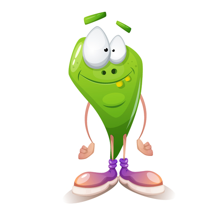 Funny, cute, crazy worm character.のイラスト素材