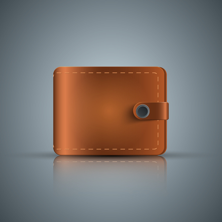 Realistic wallet icon on the grey background.のイラスト素材