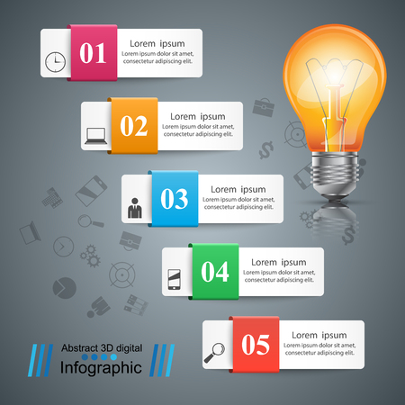 Infographic design. Bulb, Light icon.のイラスト素材