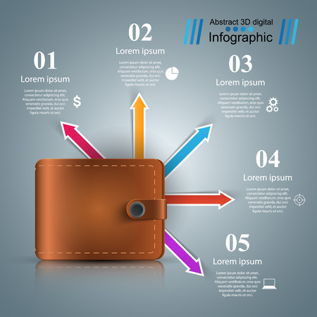 Wallet, money icon. Business infographic.のイラスト素材