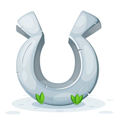 Horseshoe, stone, grass - old illustration.のイラスト素材