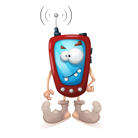 Funny, cute, crazy smartphone characters.のイラスト素材