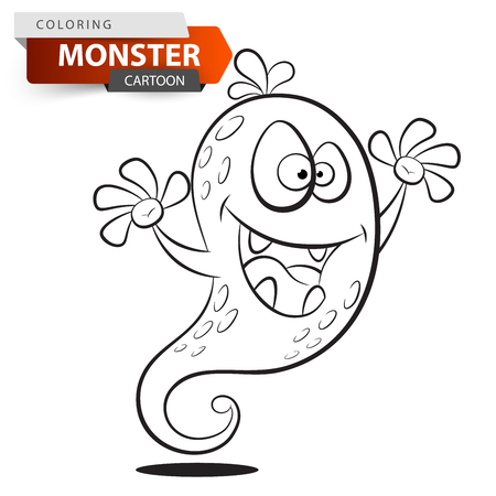 Funny, cute, crazy cartoon monster character. Coloring illustration Vector eps 10のイラスト素材