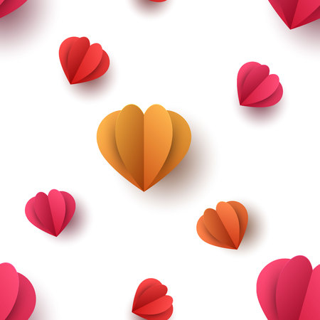 Paper Heart pattern on the white background. Vector eps 10のイラスト素材
