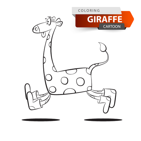 Funny, cute, crazy giraffe jump on the white background. Vector eps 10のイラスト素材