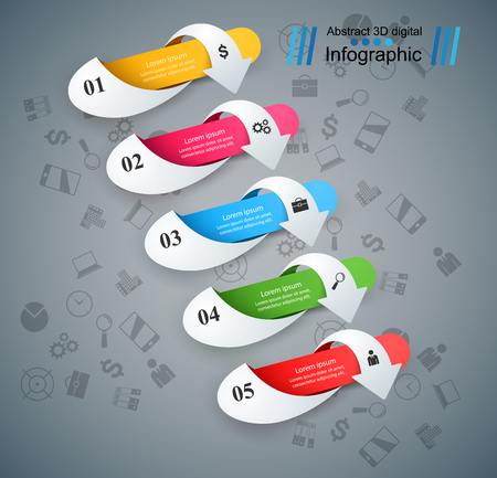 3D infographic design template and marketing icons.のイラスト素材