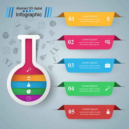 Test tube - business infographic. Five color items. Vector eps 10のイラスト素材