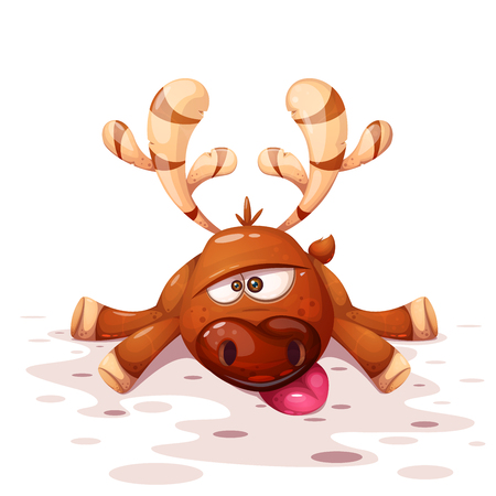 Cute, funny, crazy cartoon deer illustration Vector eps 10のイラスト素材