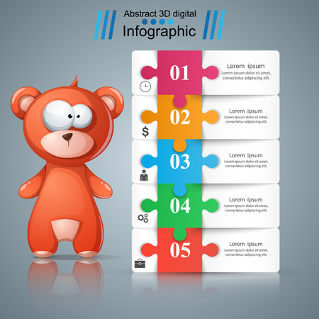 Bear toy illustration. Cartoon paper infographic. Vector eps 10のイラスト素材