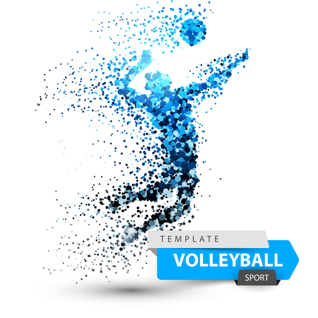 Volleyball dot illustration on the white background.の素材 [FY310110207942]